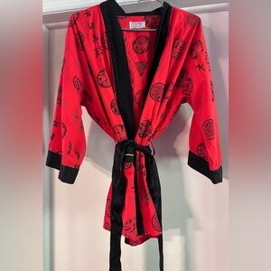 vintage medium cotton red black short kimono fleetway balloon seat kimojama